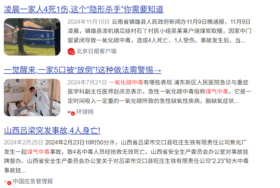 预防煤气中毒，一氧化碳报警器保安全！